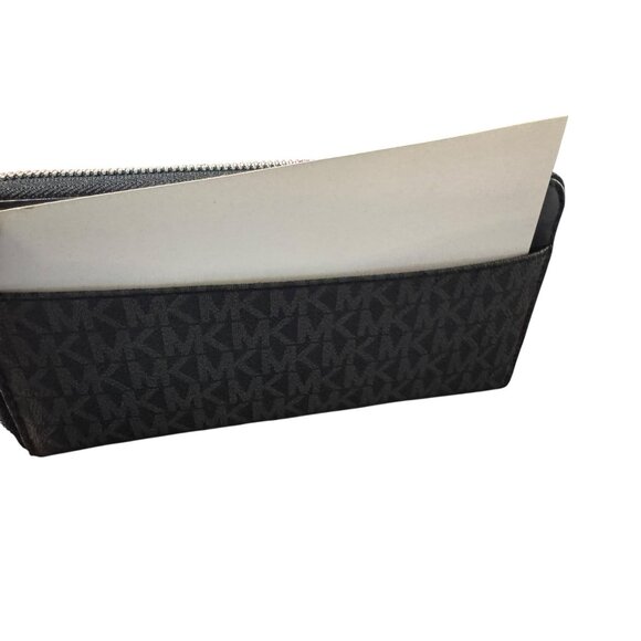 Michael Kors Black Leather Monogram Zip Around Wallet With Card Slots - Picture 5 of 7